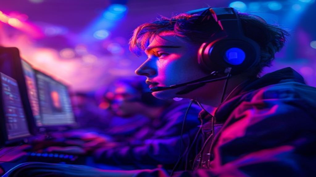 Professional esports athletes on a competitive stage