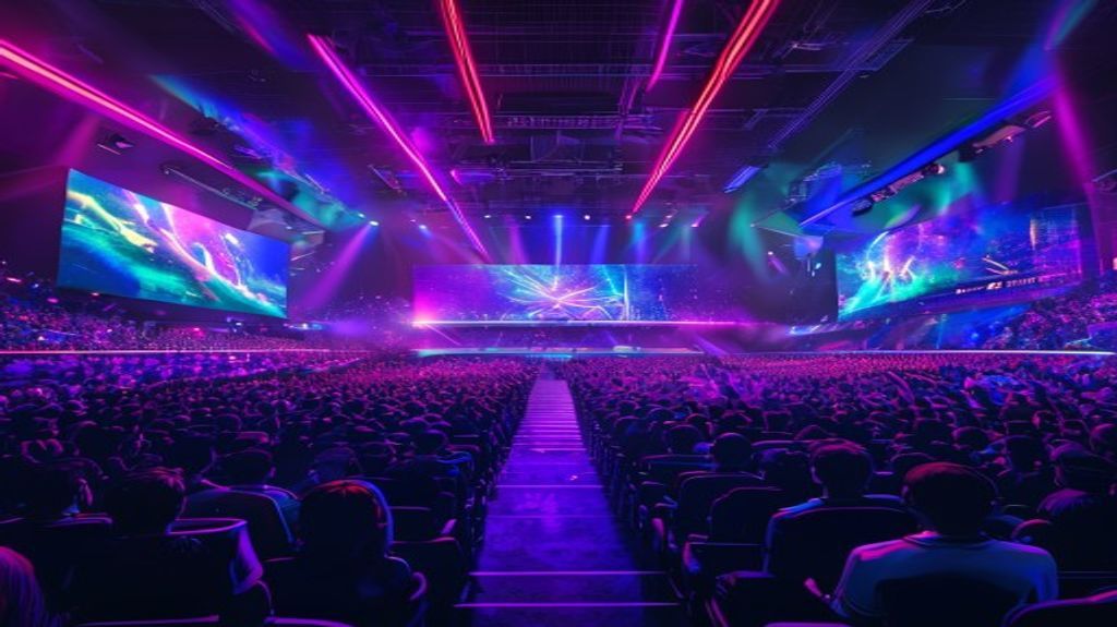 Professional esports gaming tournament stadium
