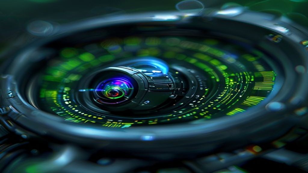 Close-up of a futuristic high-tech HUD display