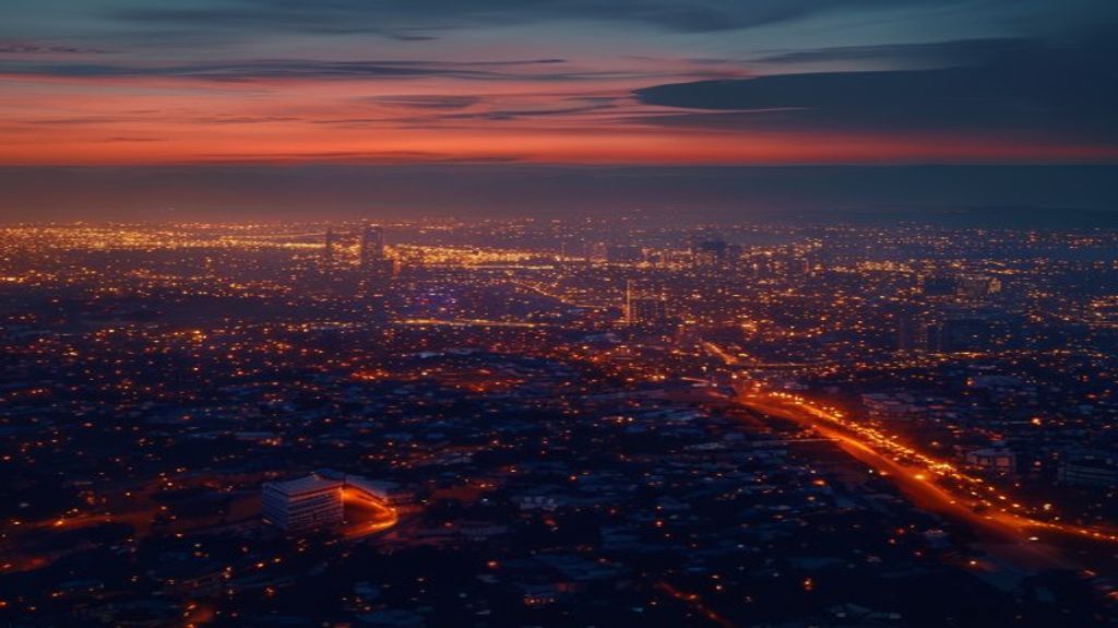 Breathtaking aerial view of the Los Santos cityscape at twilight