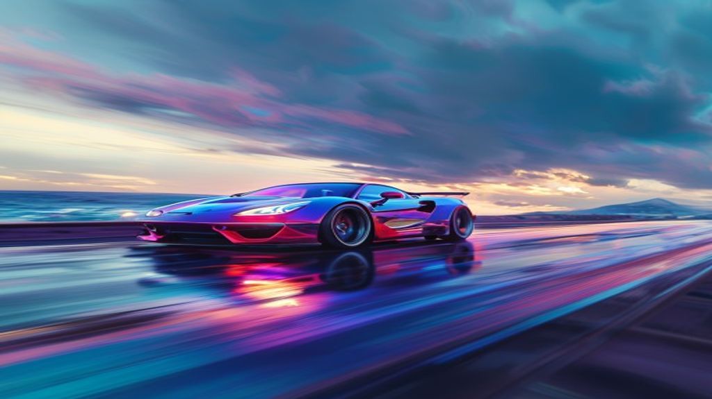 Customized supercar on coastal road