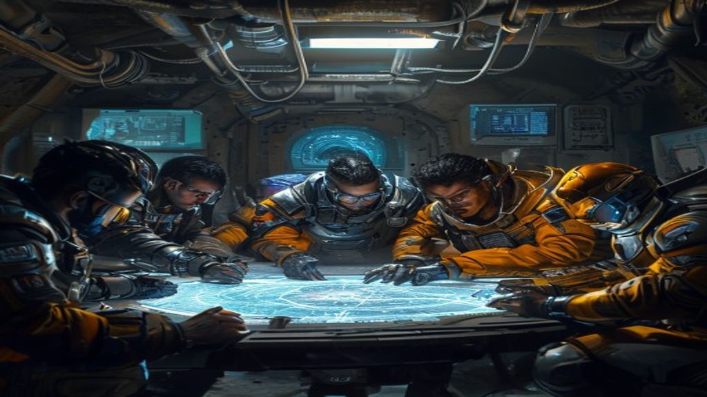 Players strategizing for a heist in an underground bunker