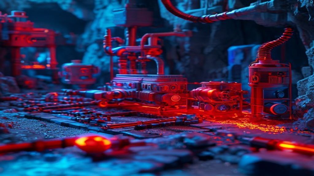 Advanced redstone machinery in a cave