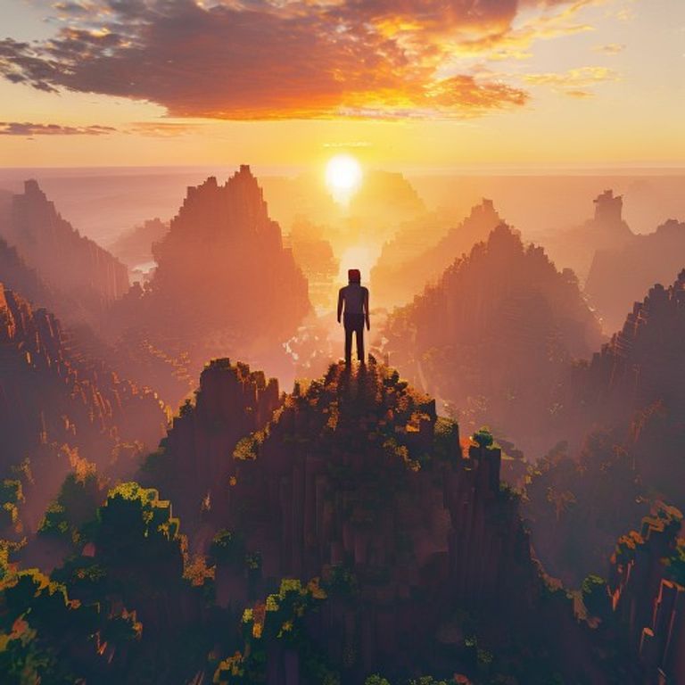 Player overlooking a vast Minecraft landscape