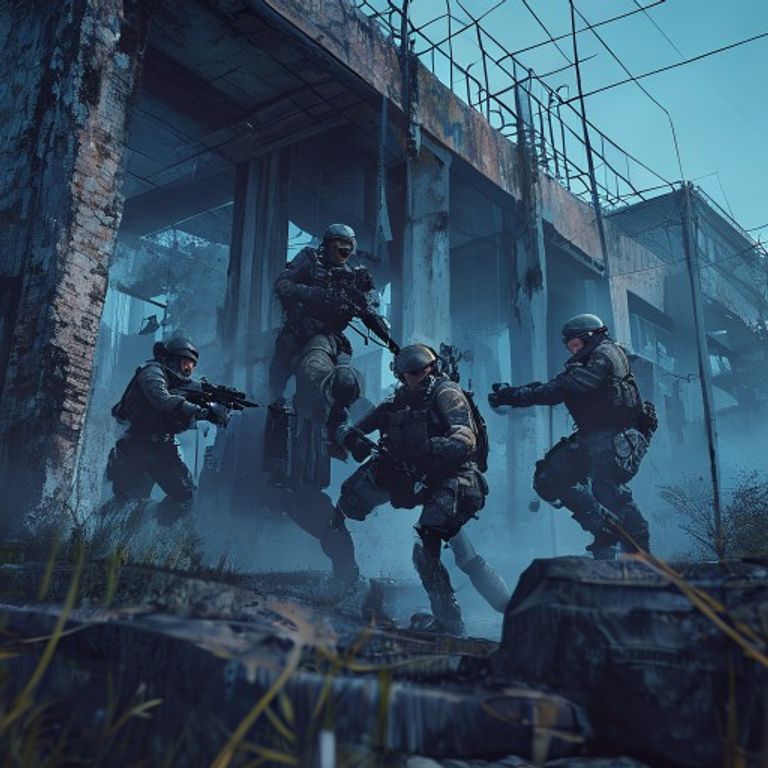 Squad coordinating a tactical maneuver