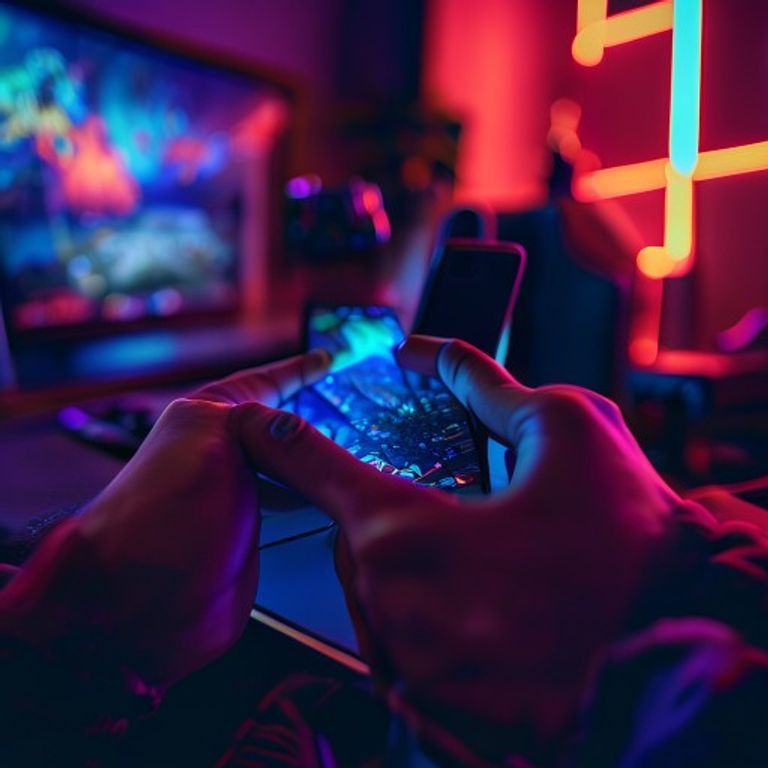 Close up of competitive mobile gaming setup