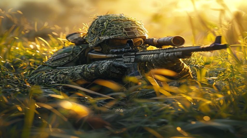 Player using a ghillie suit in PUBG Mobile