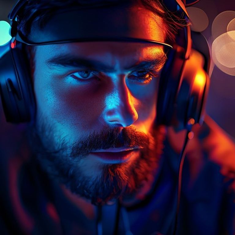 Focused competitive gamer during a high-stakes match