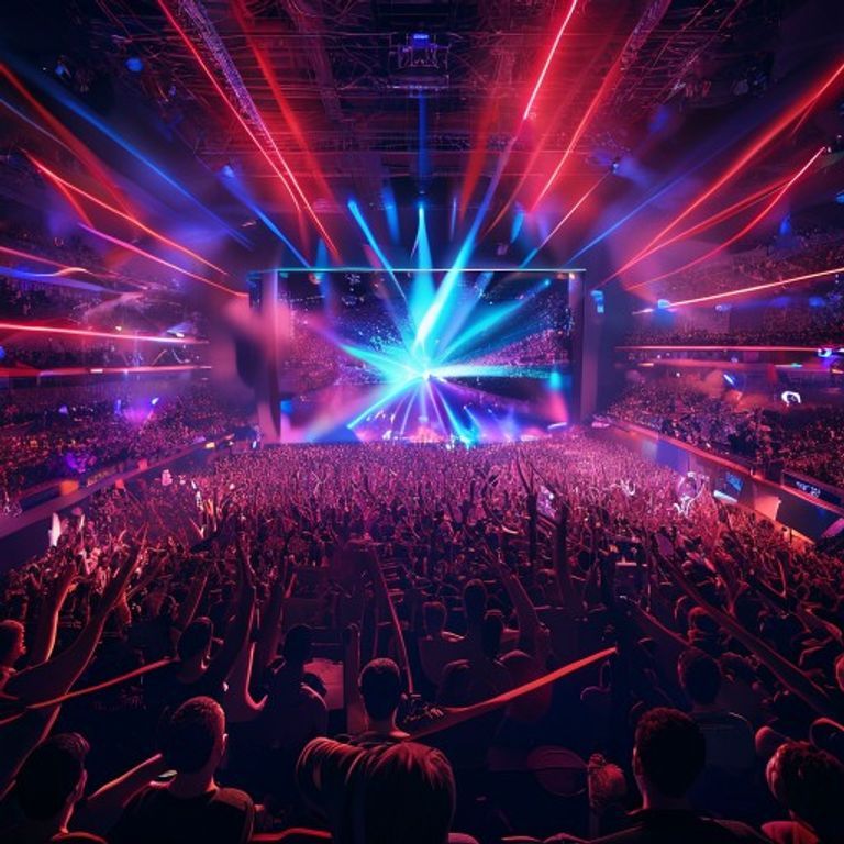An intense esports tournament in a stadium