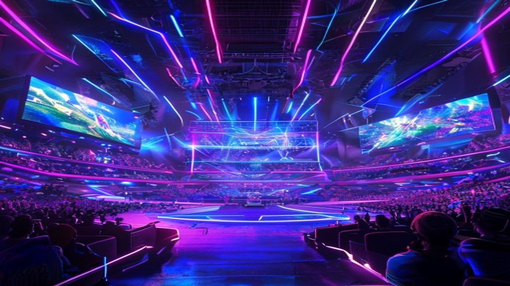 Professional esports gaming tournament stadium