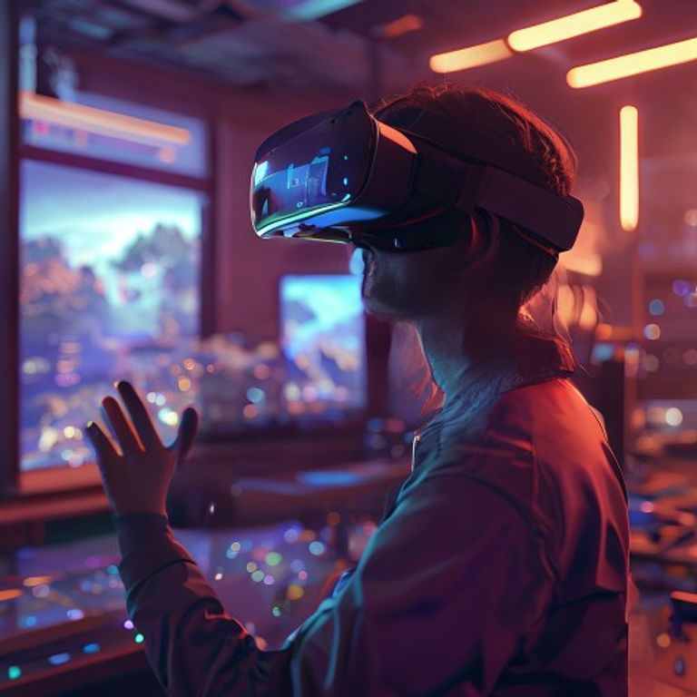 VR game developer working in a studio