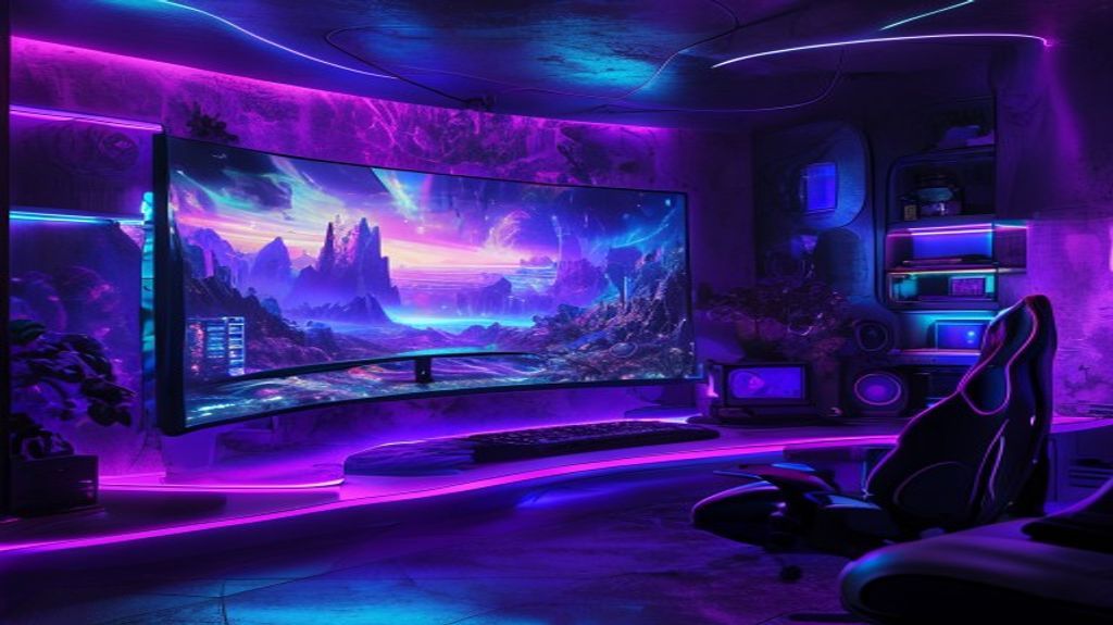 Futuristic gaming setup with high-end technology