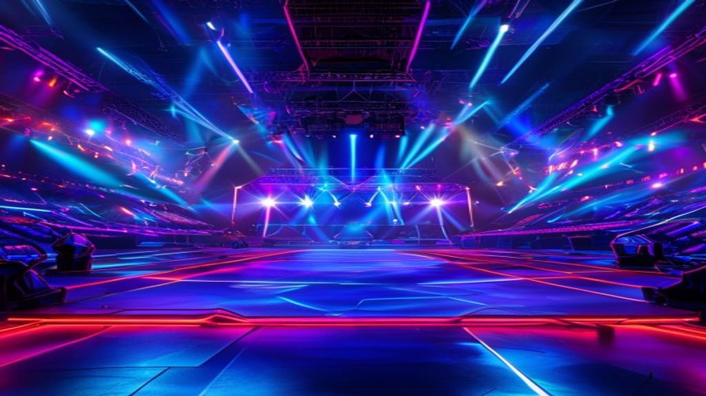 An esports tournament arena with professional gaming equipment