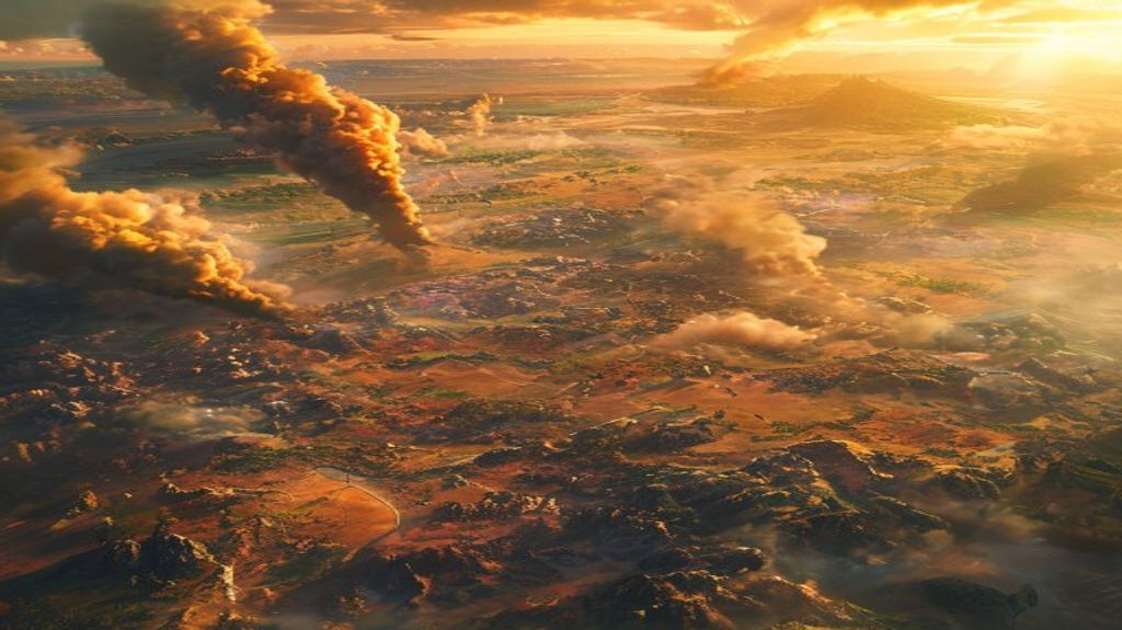 An aerial view of a sprawling battle royale map