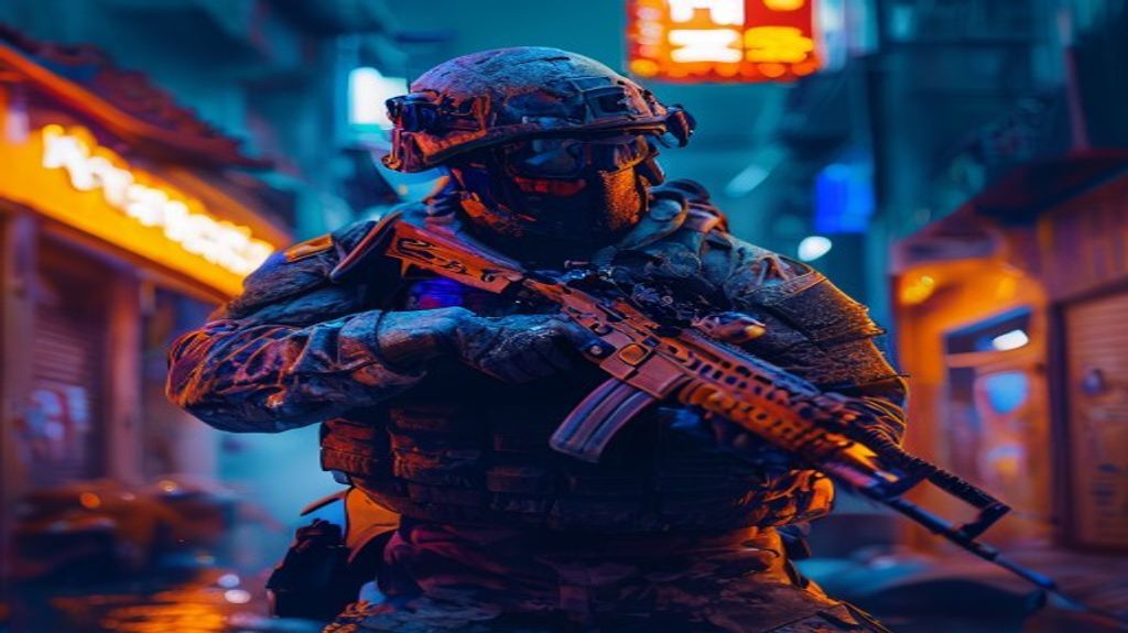 A tactical soldier in a modern warfare environment