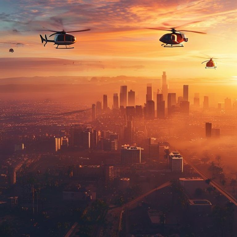 Los Santos skyline at sunset