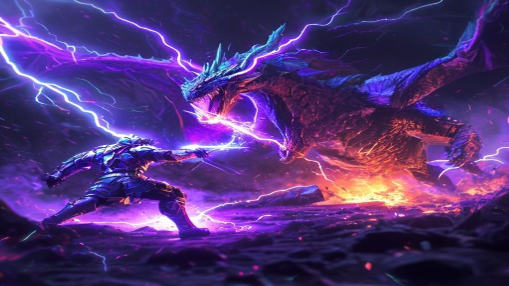 An epic combat scene against the Ender Dragon
