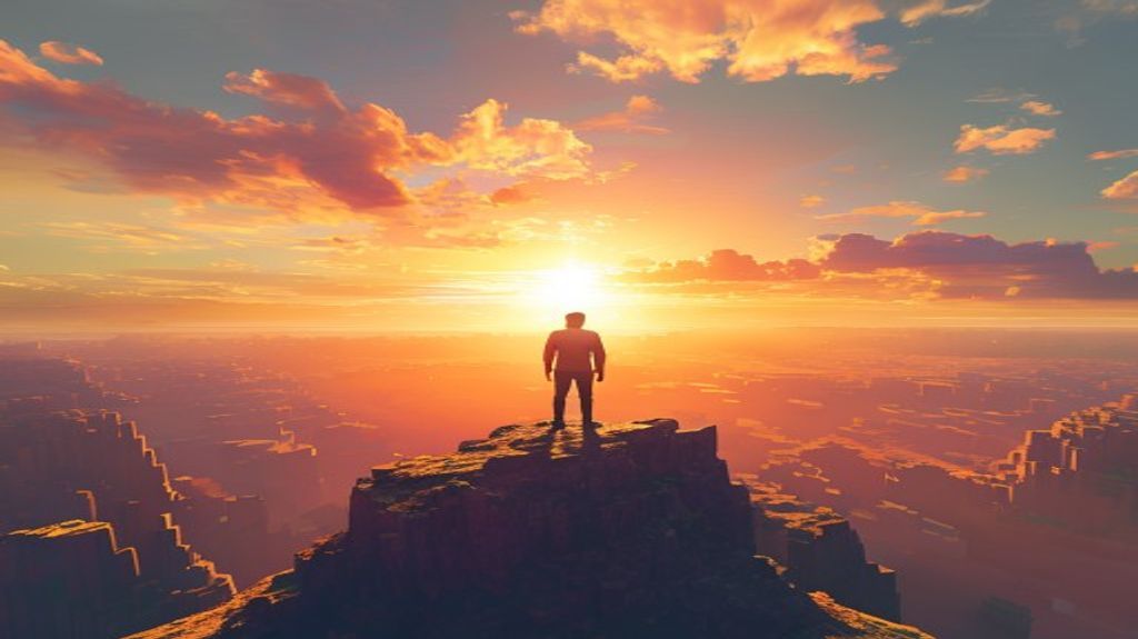 Player overlooking a vast Minecraft landscape
