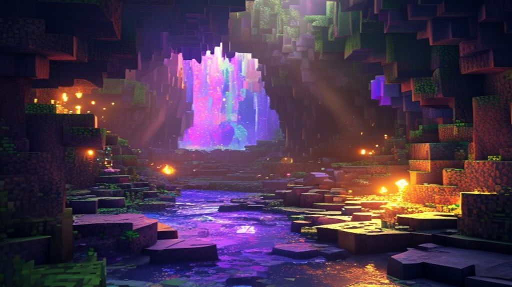 Stunning Minecraft cavern with diamond ore