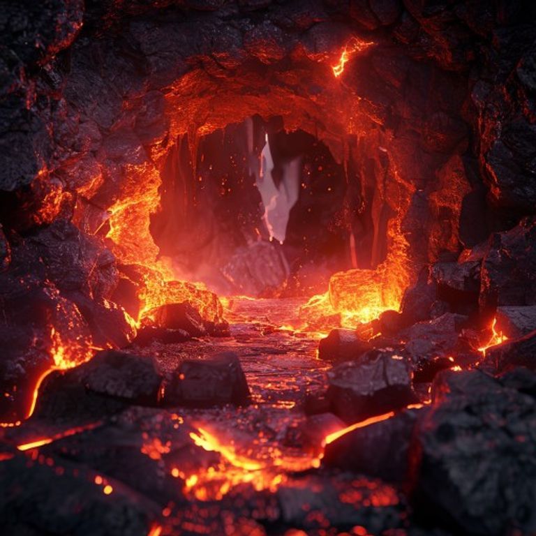 Nether portal inside a dark cavern