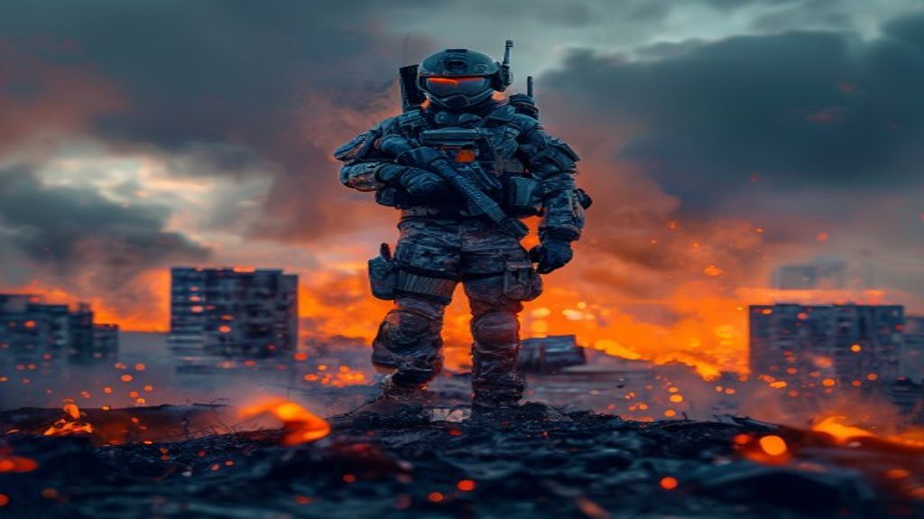 A tactical soldier on a battlefield