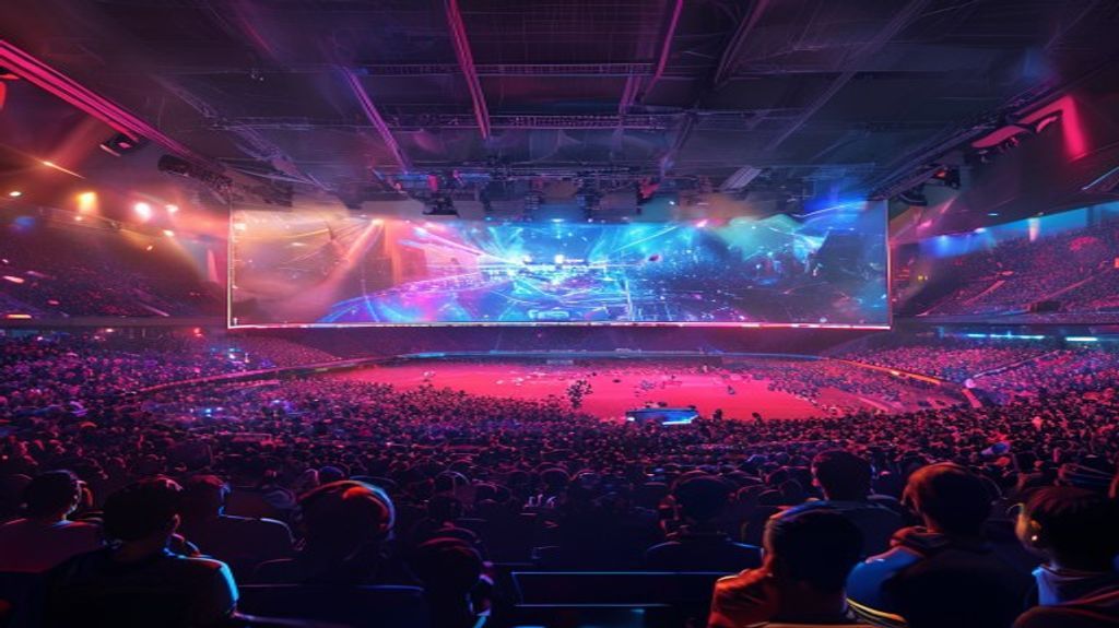 Live esports tournament in a crowded stadium