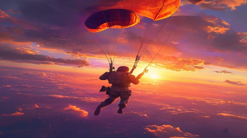 Soldier dropping into a large game map