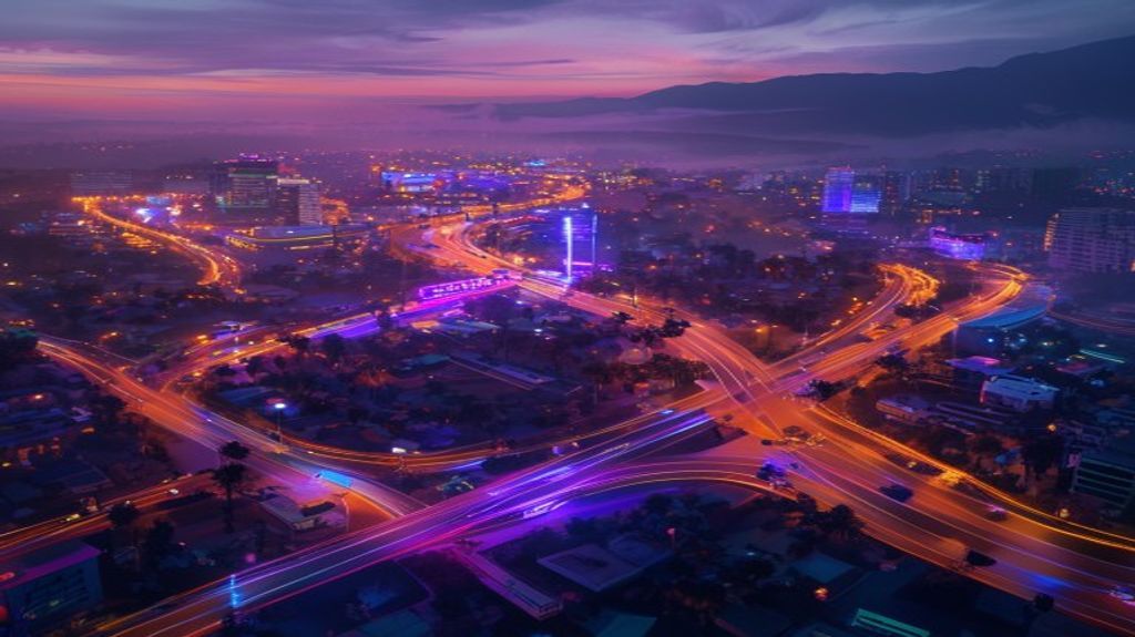 Aerial view of Los Santos skyline at night