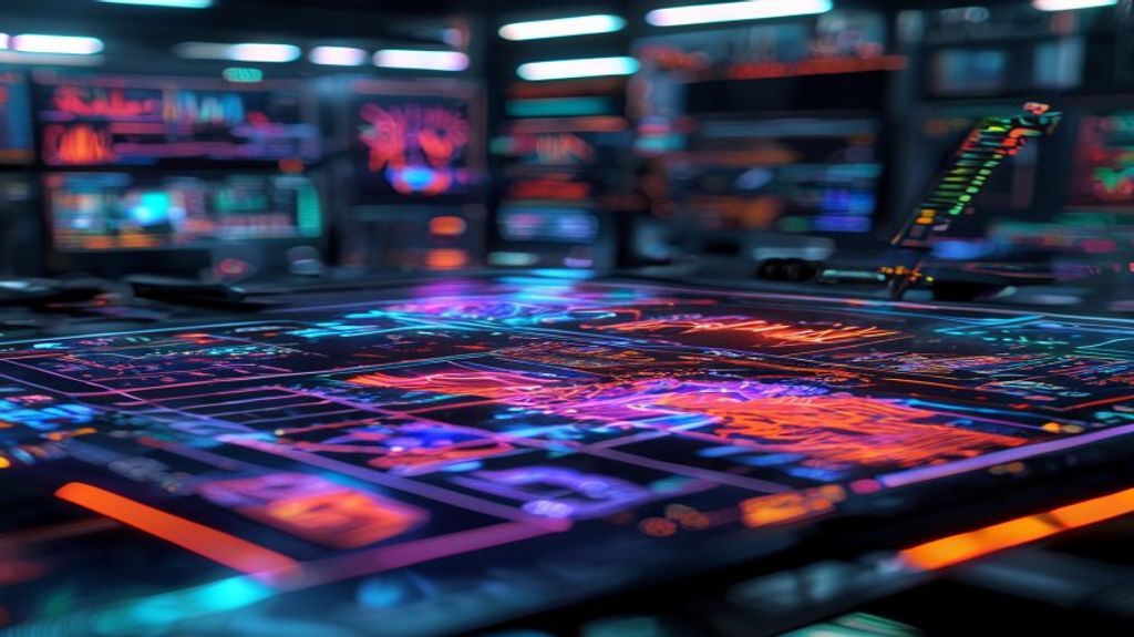 Advanced futuristic interface showing tactical battlefield data