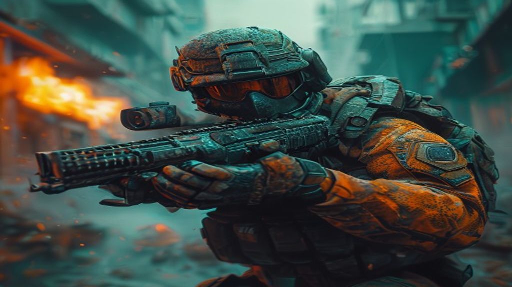 Soldier in a tactical urban warzone