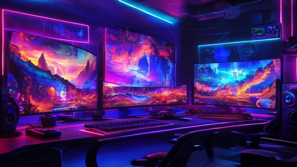 Futuristic gaming room setup