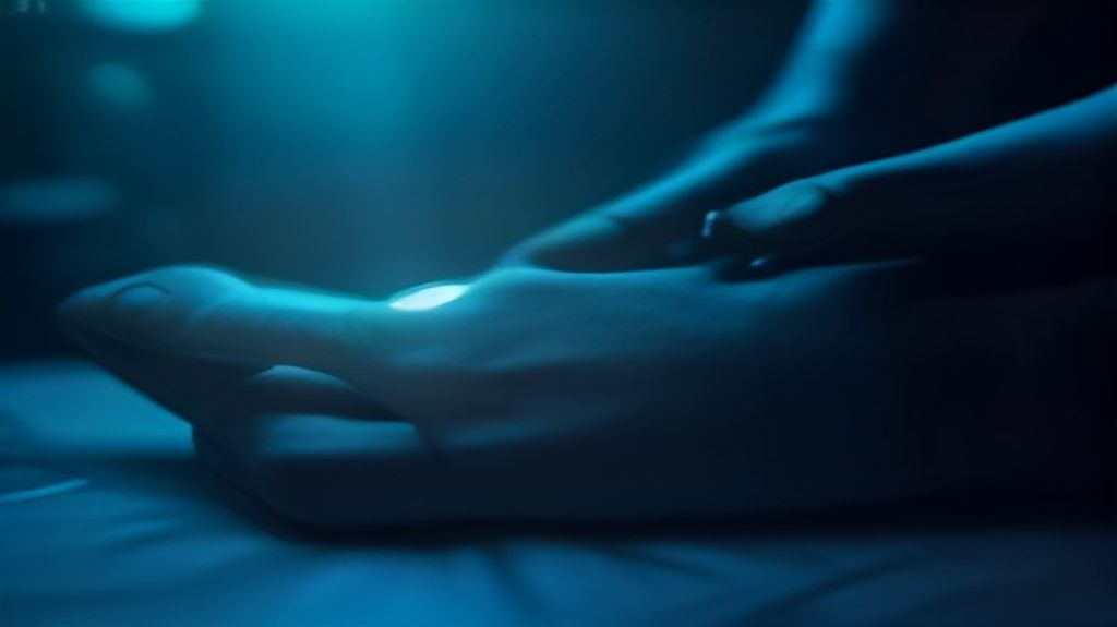 Gamer's hand making precise adjustments to a glowing network router in a dimly lit room, optimizing for better connection during a gaming session.