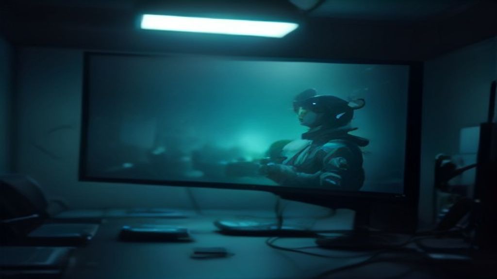 A concentrated Call of Duty player, illuminated by the glow of their monitor, gripping a controller during an intense gameplay session.