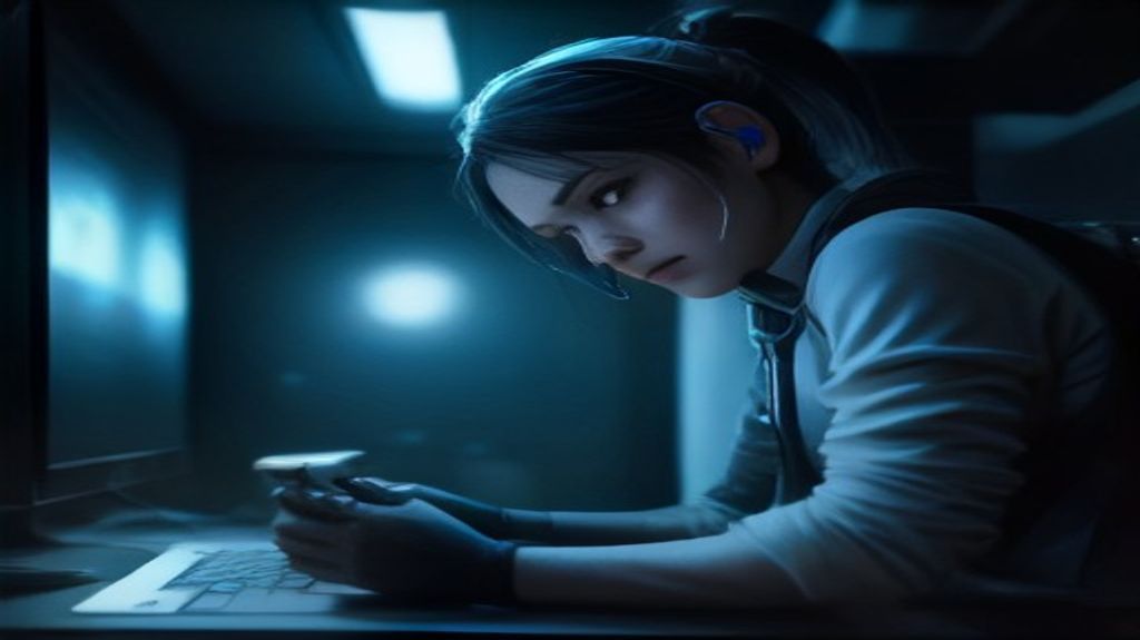 A gamer troubleshooting their internet connection, focused on a modern Wi-Fi router with an Ethernet cable plugged in, illuminated by a technical glow.