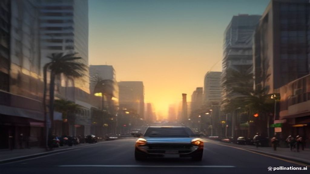 A bustling street in Los Santos at sunset with luxury cars and motorcycles, showcasing the vibrant urban environment of GTA Online.